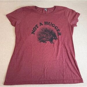 Instant Message Not a Hugger Porcupine Graphic Tee Heather Burgundy Womens XL